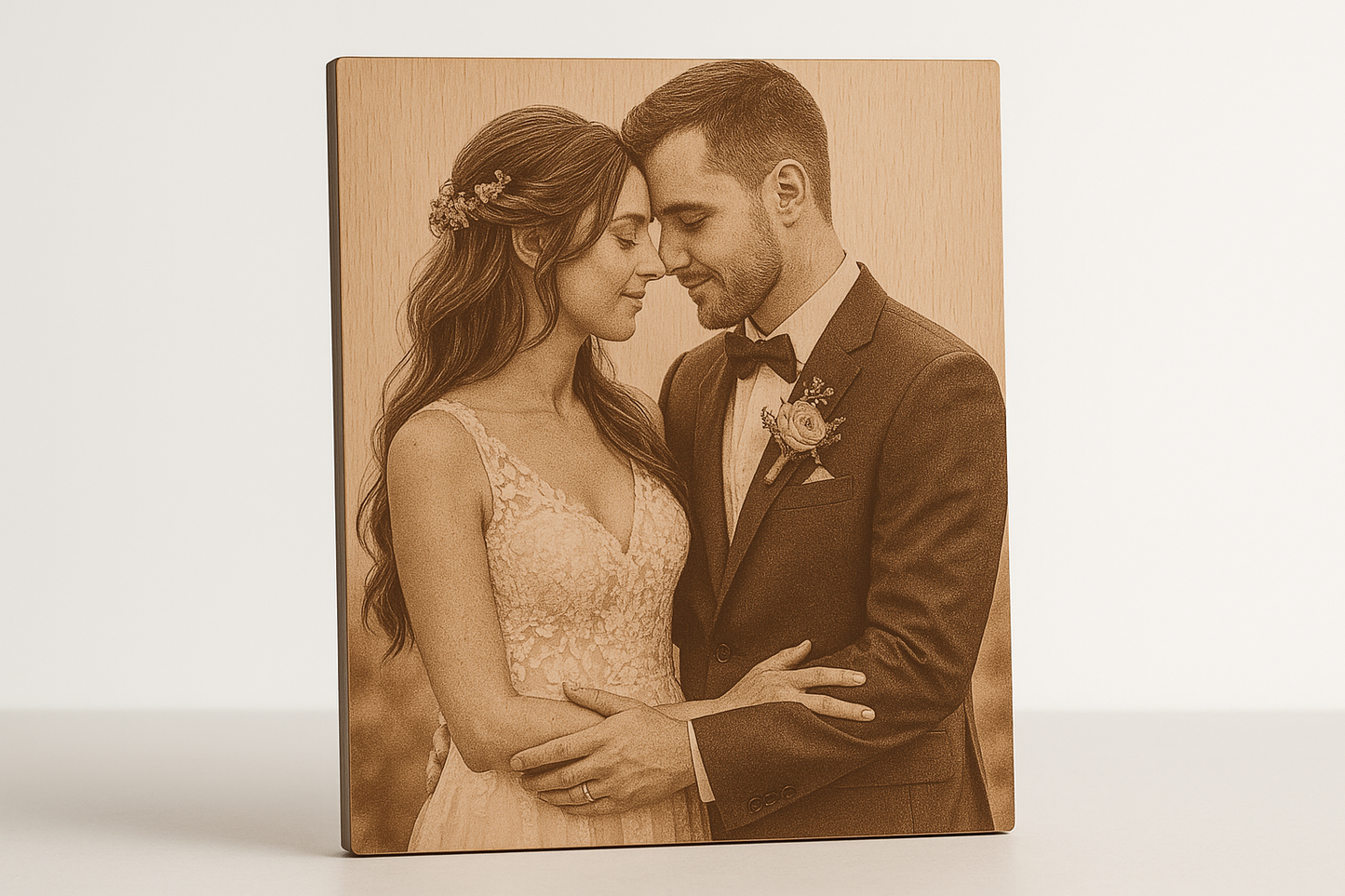 8x10 laser-engraved wedding picture