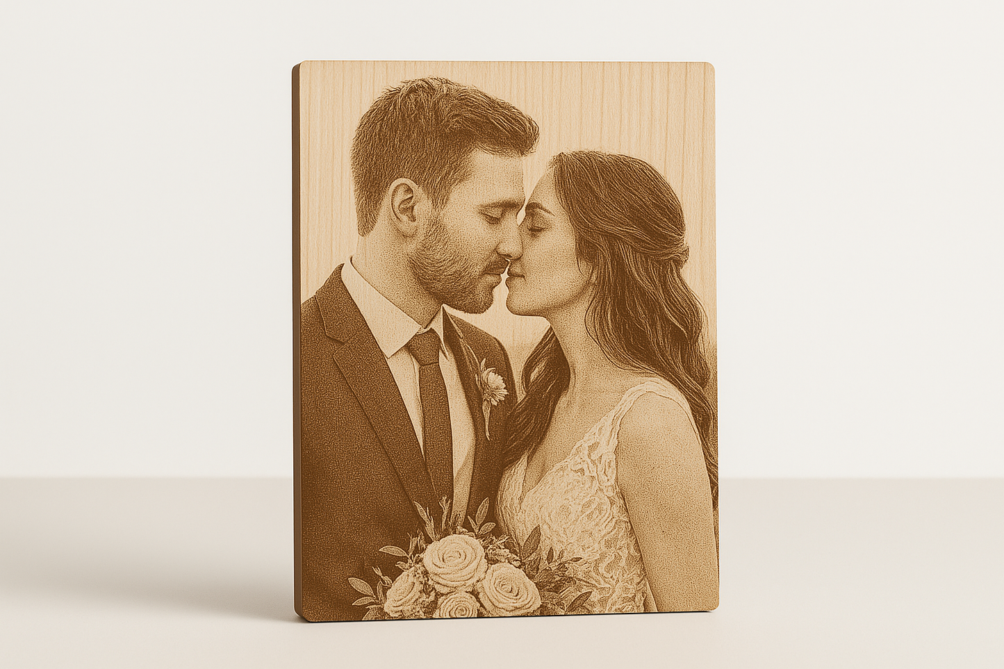 5x7 laser-engraved wedding picture